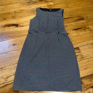 Tommy Hilfiger Navy and White Striped Sleeveless Midi Dress